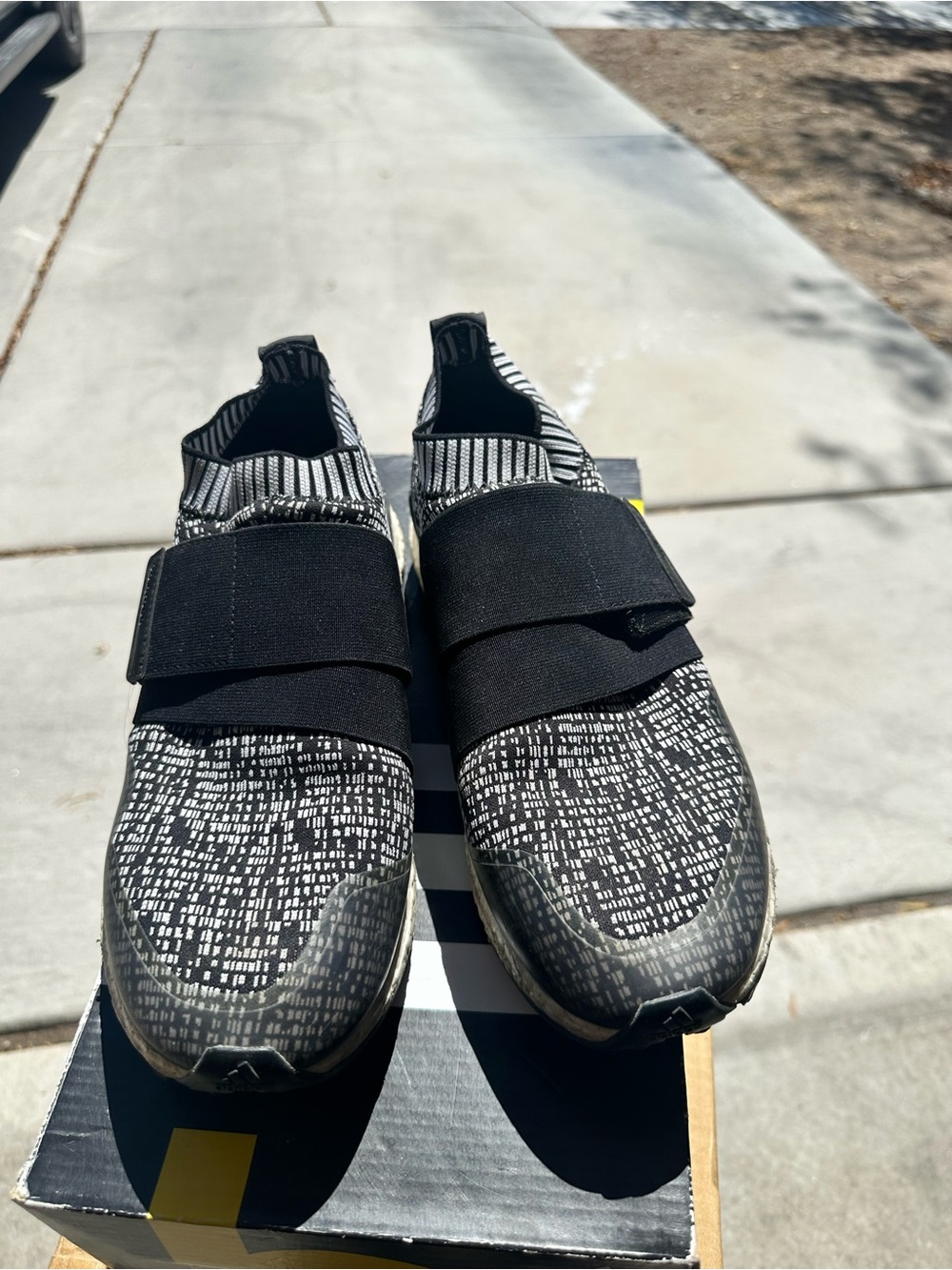 adidas Crossnit 2.0 Black and White Slip-On Knit Sneakers